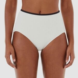 KATE SPADE New York Ivory Textured High-Waist Bikini Bottom Size S